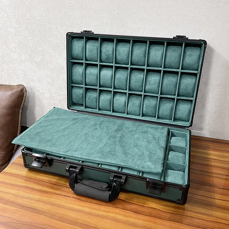 48 Slots Dark Green High Materials Double Side Watch Organizer Box And Gift Case